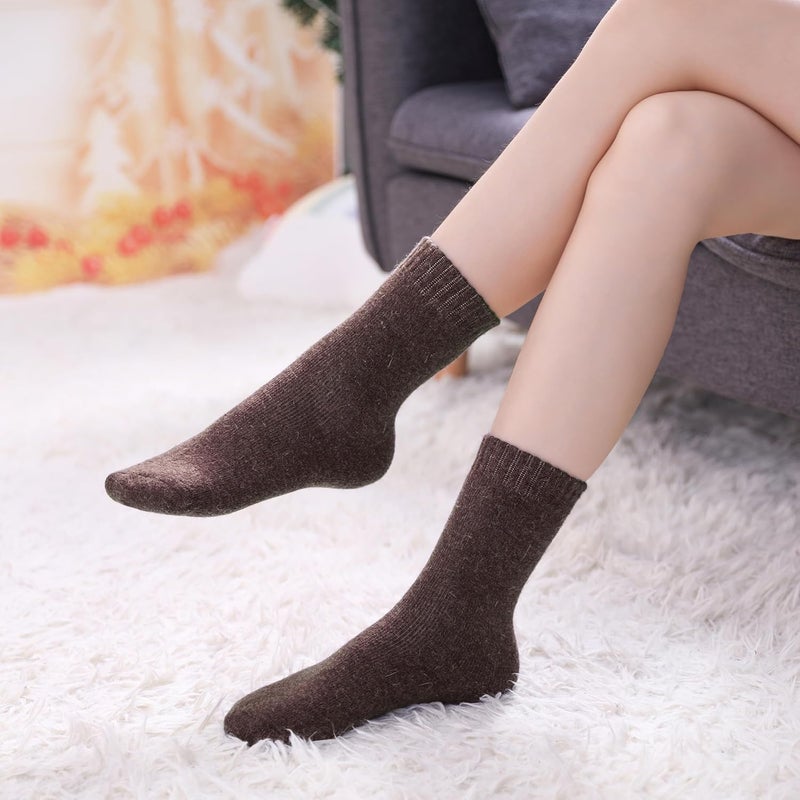 LINEMIN Wool Socks for Women Winter Warm Hiking Thick Warm Cozy Boot Crew Gift Socks 5 Pairs - Image 3